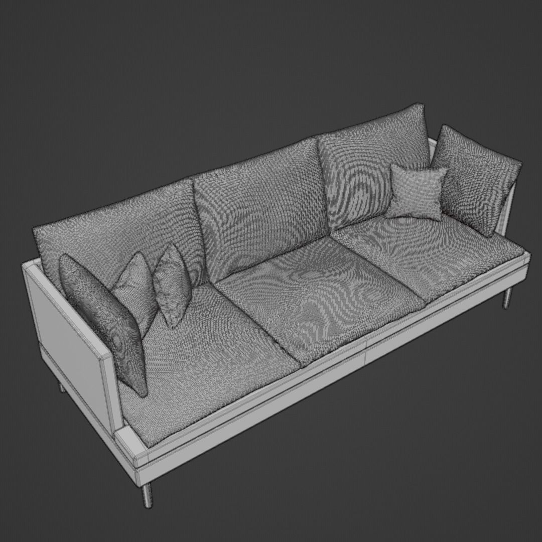 Modern Comfy Soft Couch with Cushions - Designer Couch 001 3D model_9