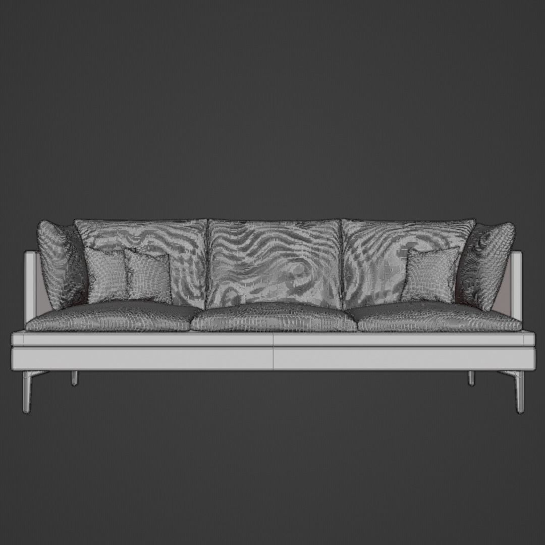 Modern Comfy Soft Couch with Cushions - Designer Couch 001 3D model_1