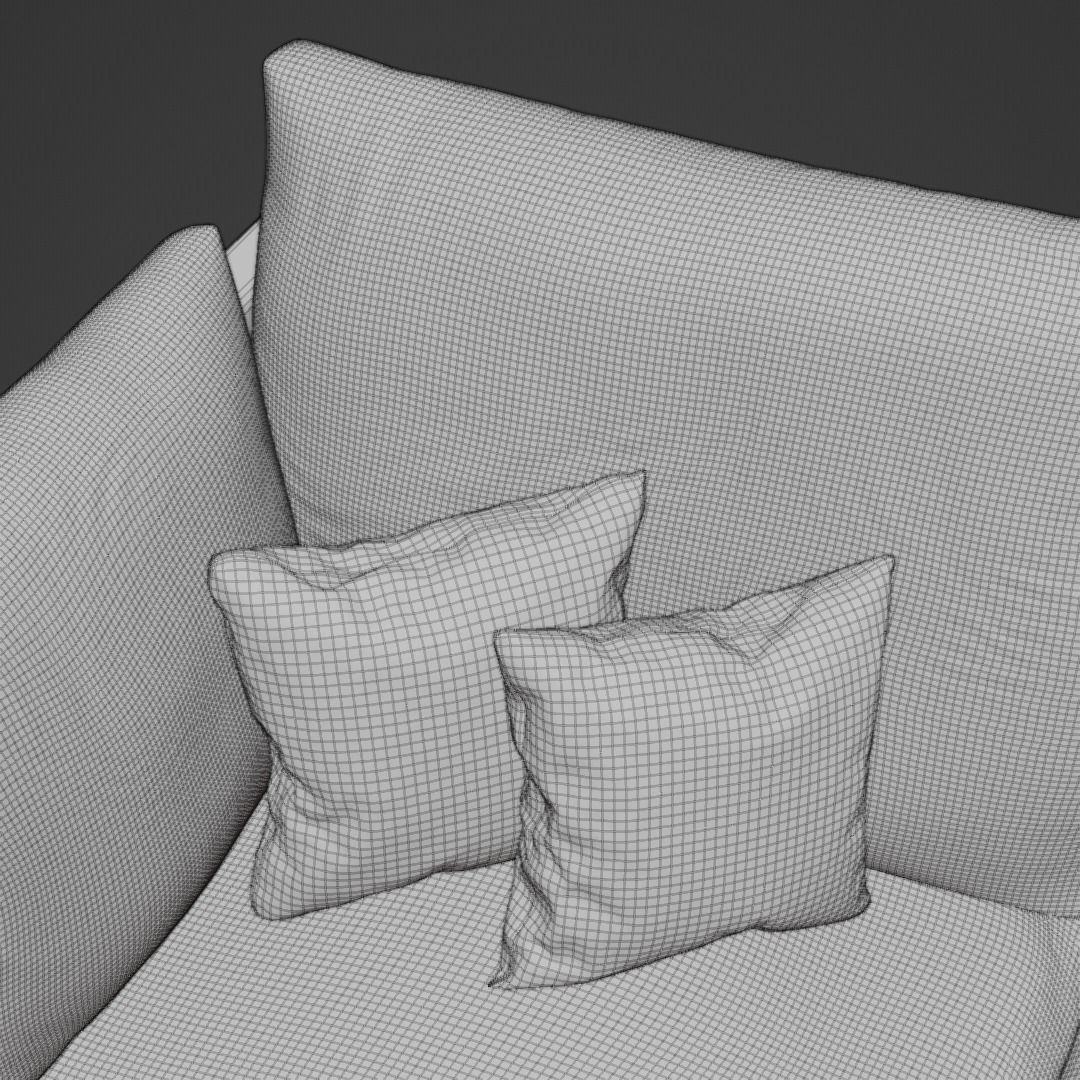 Modern Comfy Soft Couch with Cushions - Designer Couch 001 3D model_7