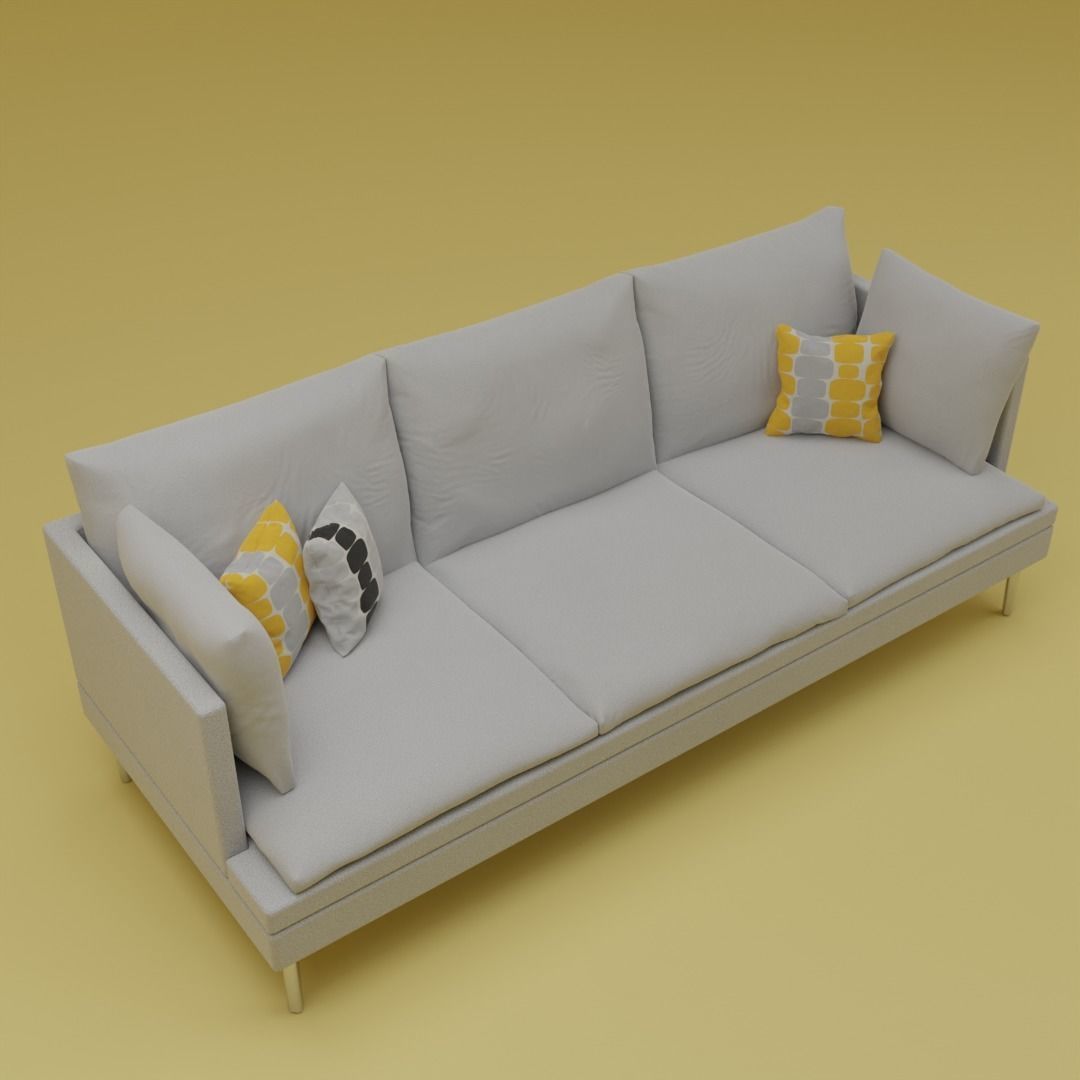 Modern Comfy Soft Couch with Cushions - Designer Couch 001 3D model_8