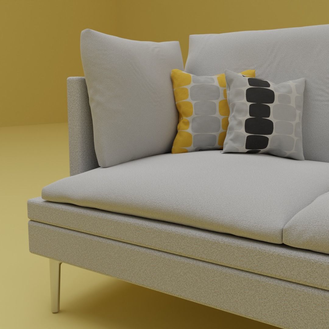 Modern Comfy Soft Couch with Cushions - Designer Couch 001 3D model_2