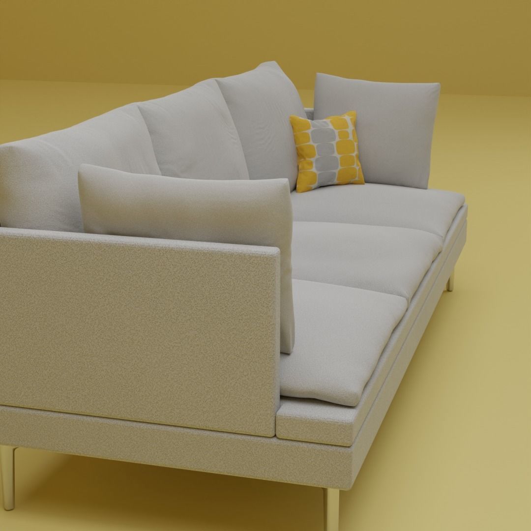 Modern Comfy Soft Couch with Cushions - Designer Couch 001 3D model_4