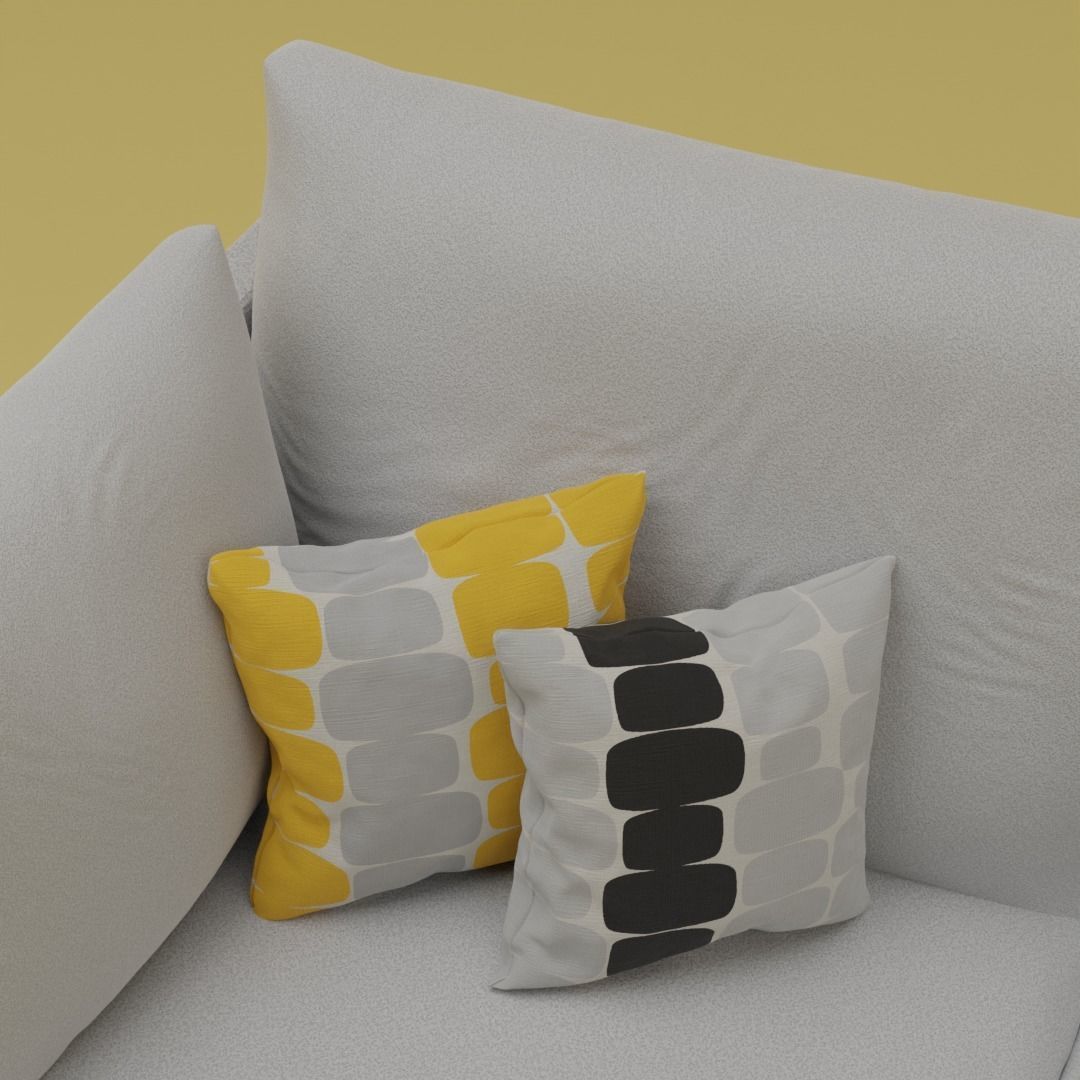 Modern Comfy Soft Couch with Cushions - Designer Couch 001 3D model_6
