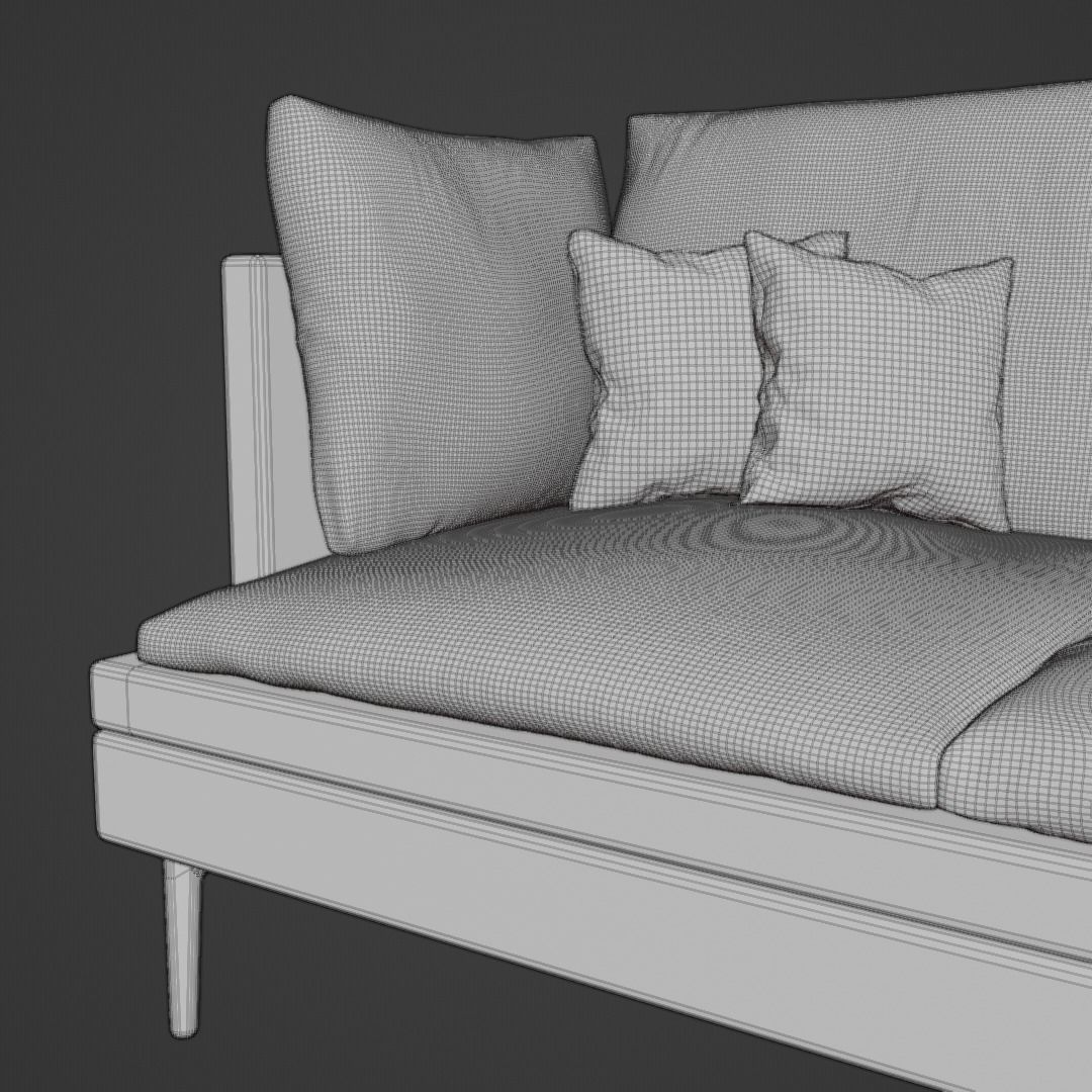 Modern Comfy Soft Couch with Cushions - Designer Couch 001 3D model_3