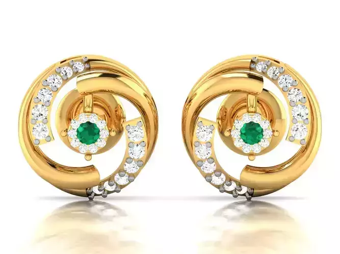 Solitaire Women Earring 3dm STl OBJ FBX Render Details