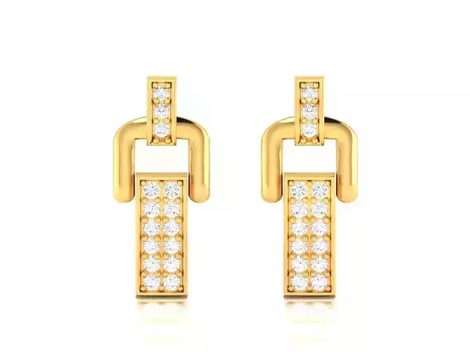 Solitaire Women Earring 3dm STl OBJ FBX Render Details