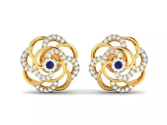 Solitaire Women Earring 3dm STl OBJ FBX Render Details