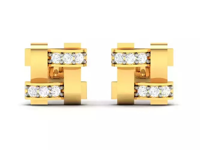 Solitaire Women Earring 3dm STl OBJ FBX Render Details