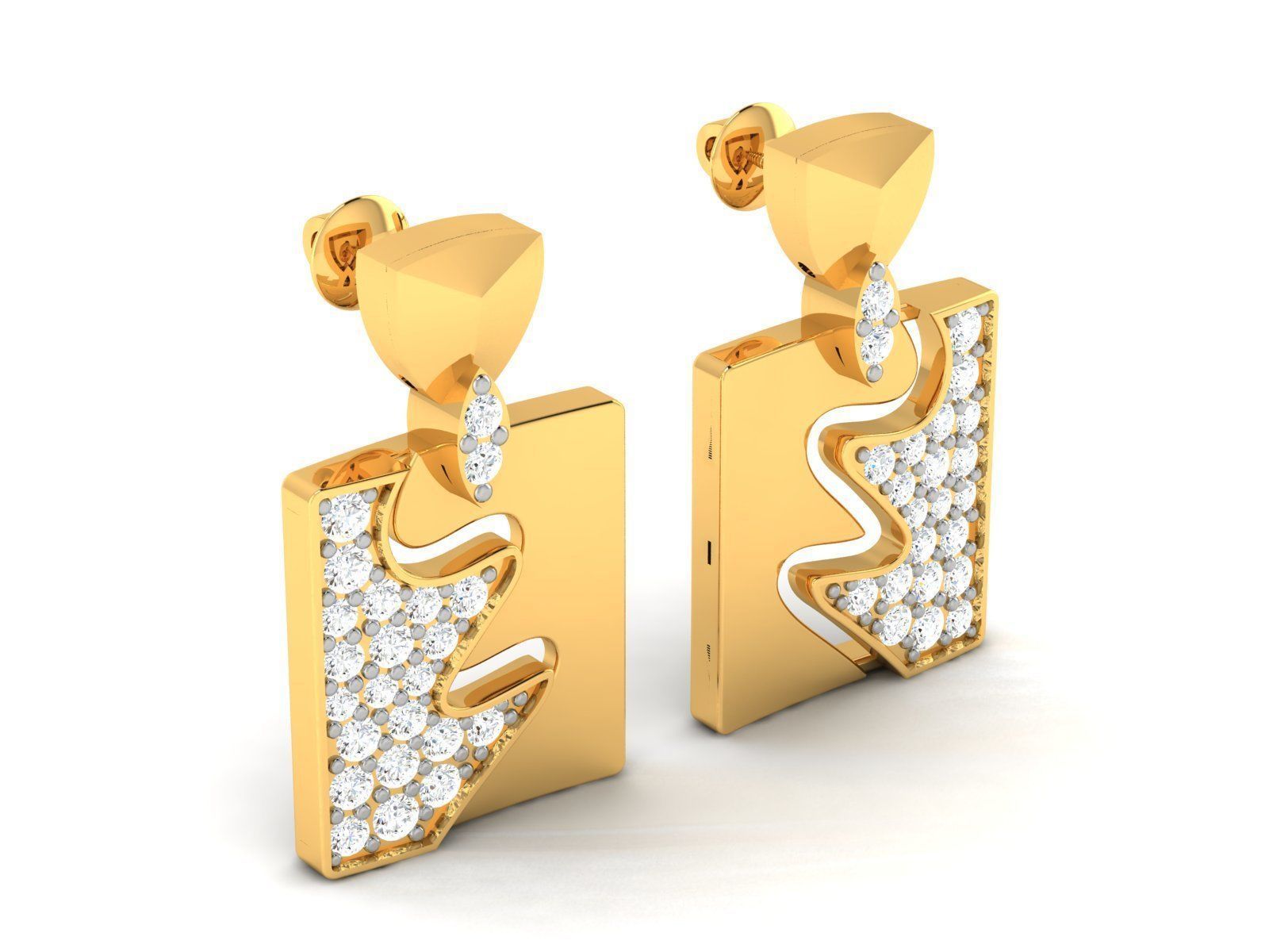 Solitaire Women Earring 3dm STl OBJ FBX Render Details 3D print model_1