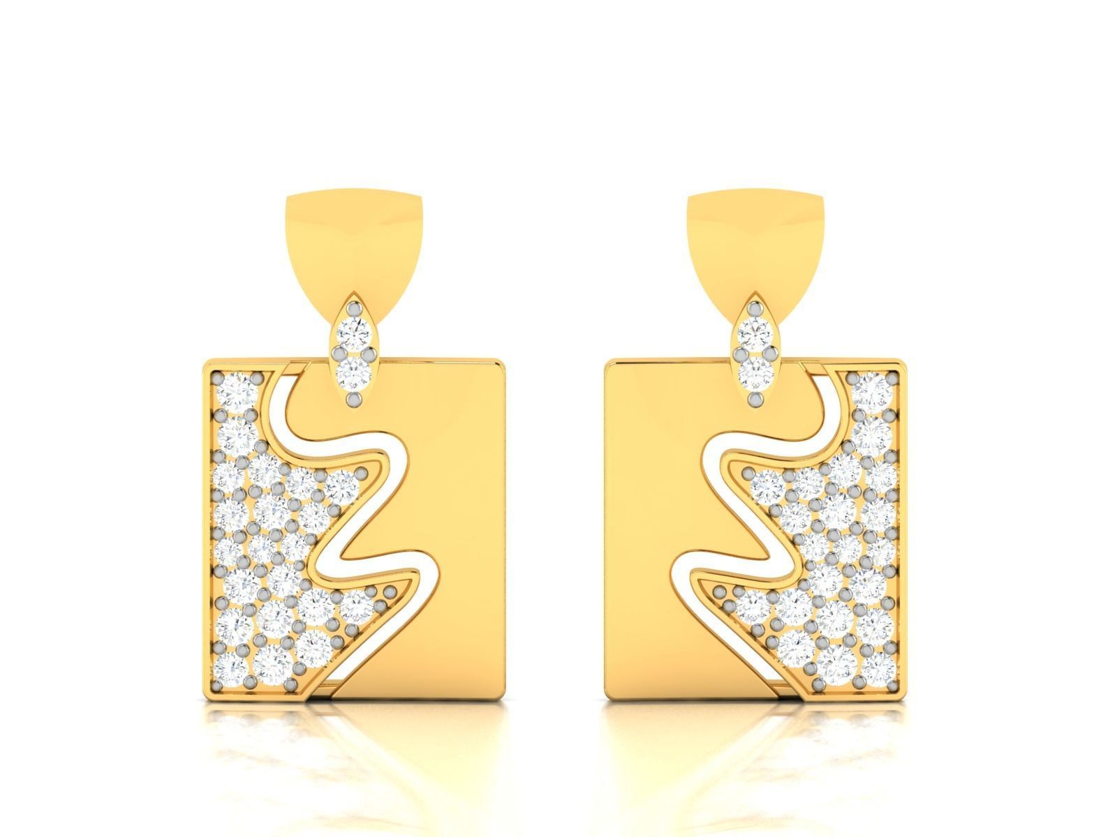 Solitaire Women Earring 3dm STl OBJ FBX Render Details 3D print model_3
