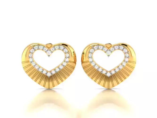 Solitaire Women Heart Earring 3dm STl OBJ FBX Render Details