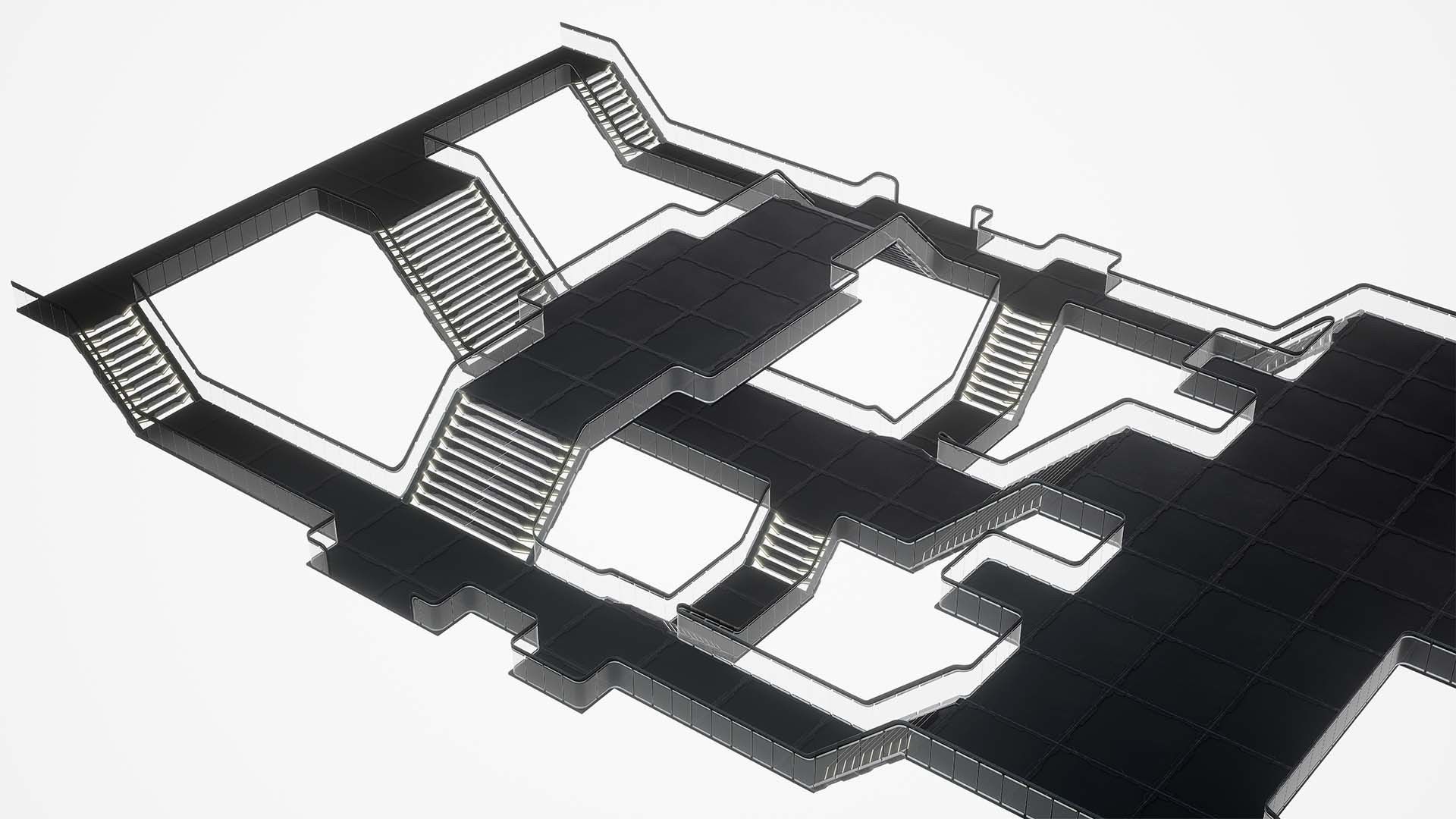 Modular Sci-Fi stairs and panel Low-poly 3D model_16