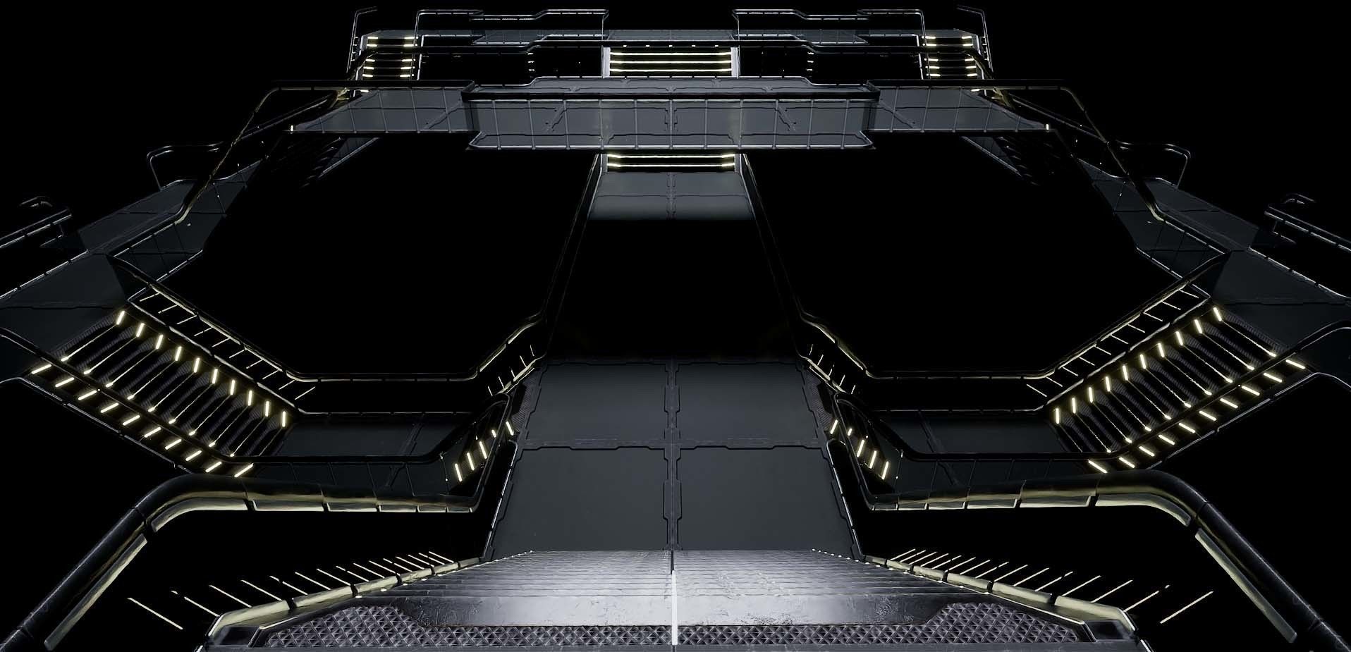 Modular Sci-Fi stairs and panel Low-poly 3D model_6