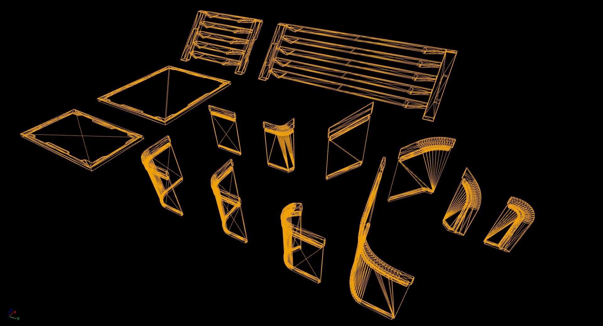 Modular Sci-Fi stairs and panel Low-poly 3D model_10