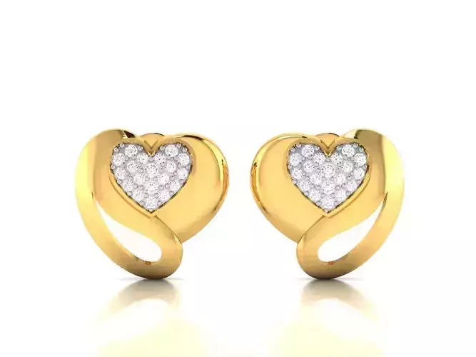 Solitaire Women Heart Earring 3dm STl OBJ FBX Render Details 3D print model