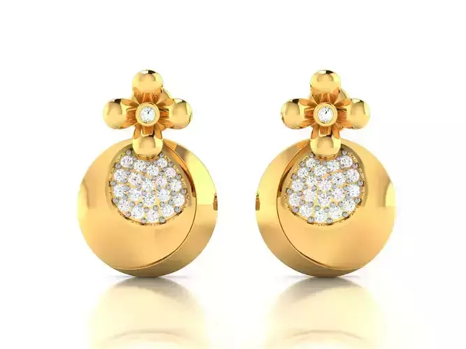 Solitaire Women Earring 3dm STl OBJ FBX Render Details 3D print model