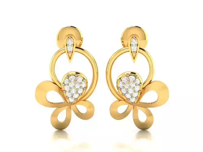 Solitaire Women Earring 3dm STl OBJ FBX Render Details 3D print model