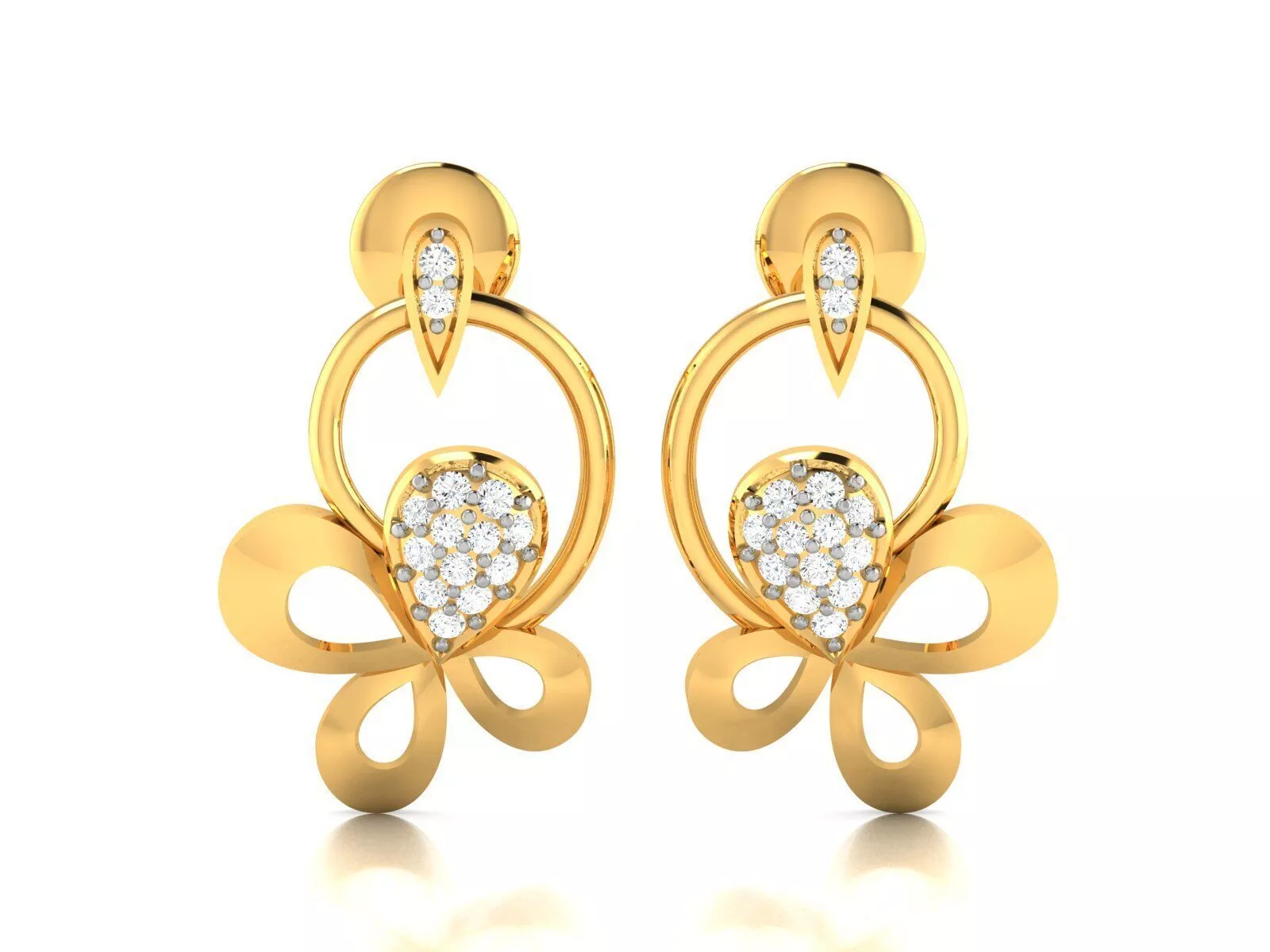 Solitaire Women Earring 3dm STl OBJ FBX Render Details 3D print model