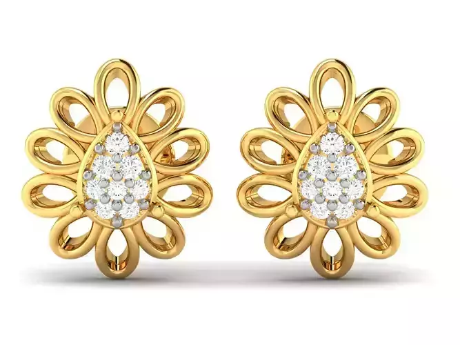 Solitaire Women Earring 3dm STl OBJ FBX Render Details