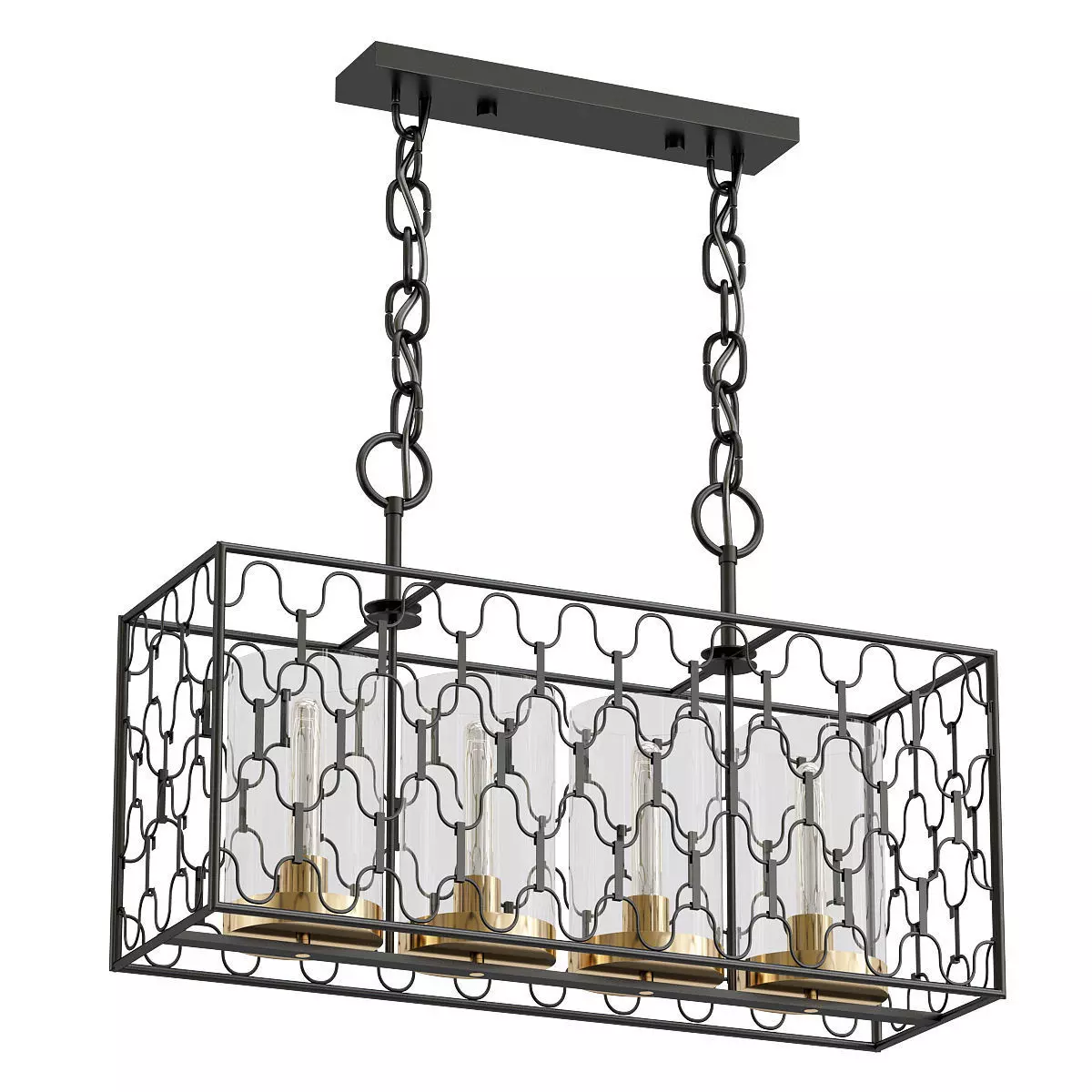 dunkan-2021-04-sp-5 four light chandelier with caged glass sh... 3D model_0
