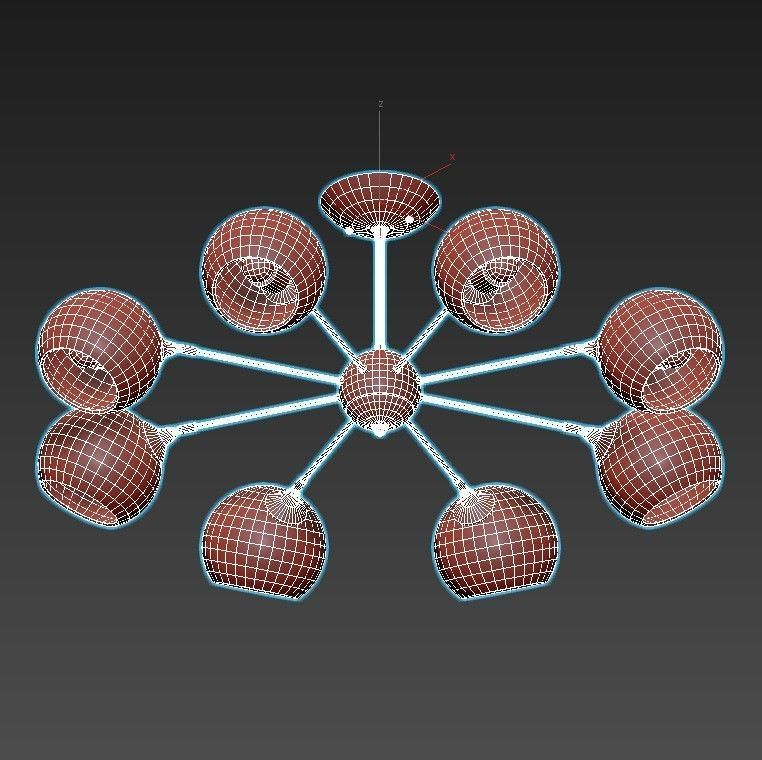 lagos-a2708pl-8bk modern chandelier with six glass globes 3D model_7