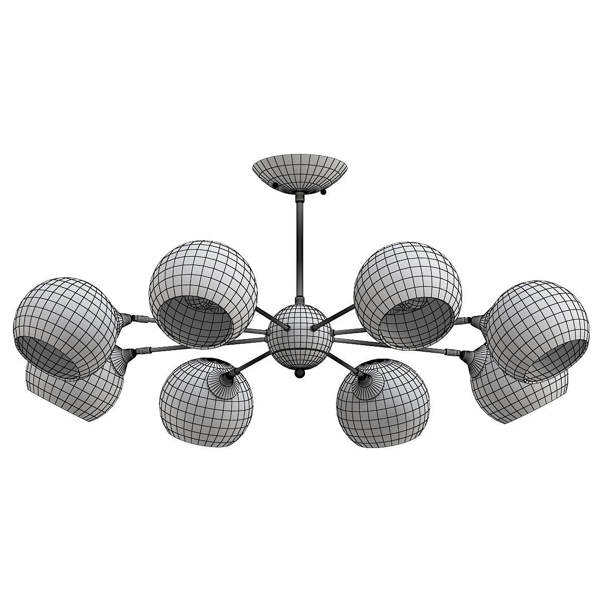 lagos-a2708pl-8bk modern chandelier with six glass globes 3D model_1