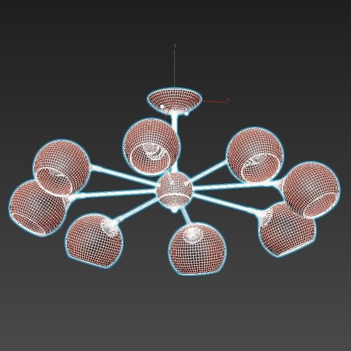 lagos-a2708pl-8bk modern chandelier with six glass globes 3D model_2