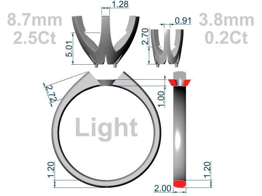 Solitaire diamond ring style I  3D print model_7