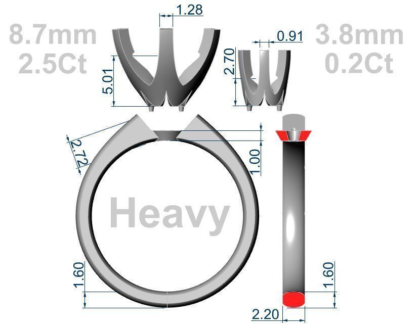 Solitaire diamond ring style I  3D print model_9