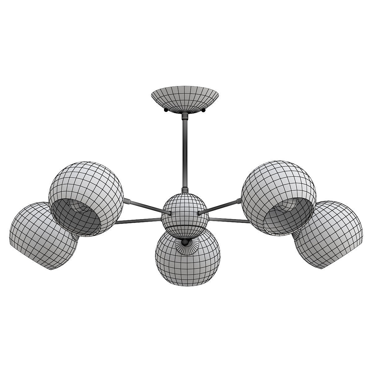lagos-a2708pl-5bk five light chandelier with glass globes 3D model_1