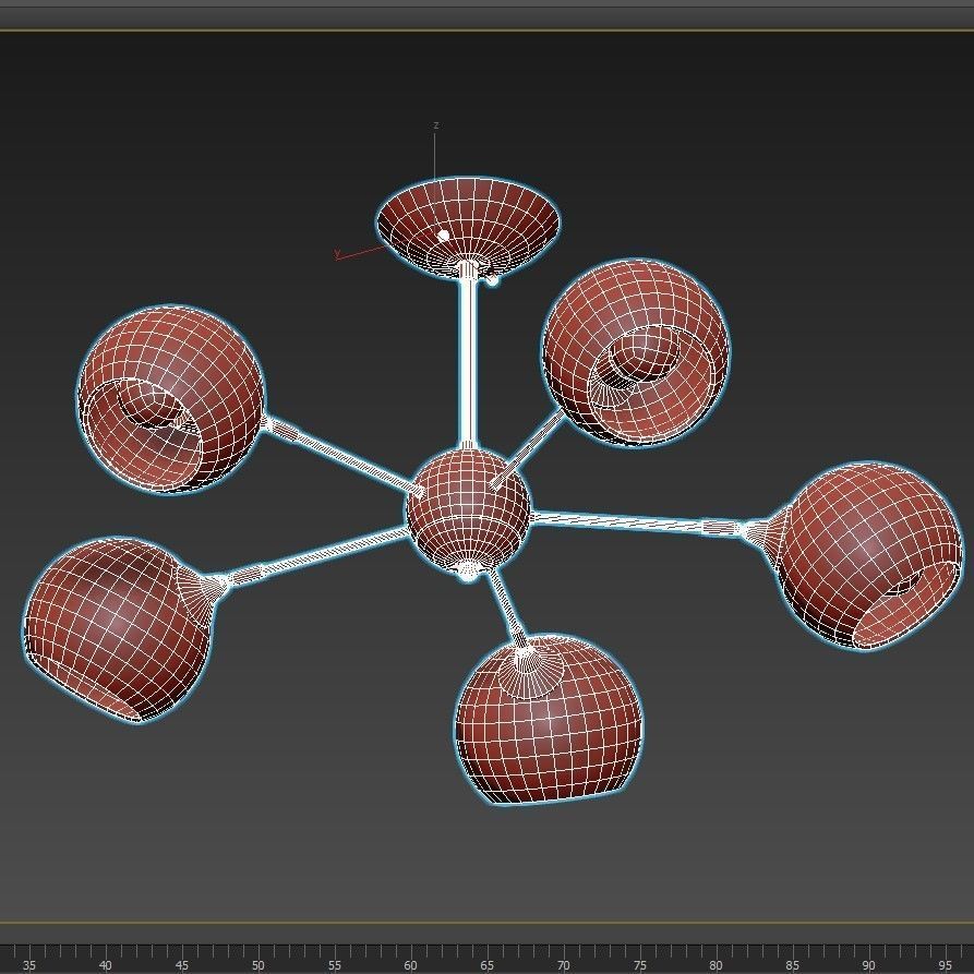 lagos-a2708pl-5bk five light chandelier with glass globes 3D model_5