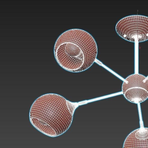 lagos-a2708pl-5bk five light chandelier with glass globes 3D model_4