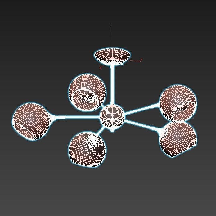 lagos-a2708pl-5bk five light chandelier with glass globes 3D model_2