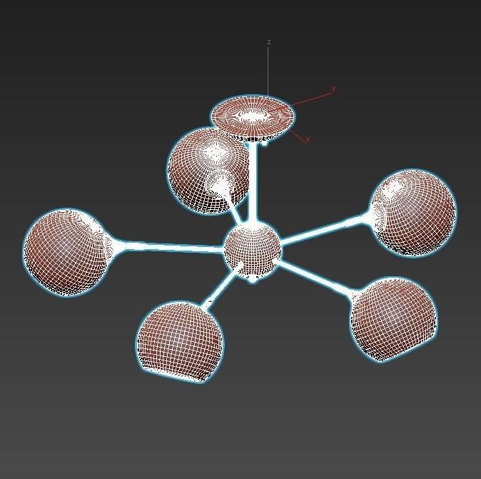 lagos-a2708pl-5bk five light chandelier with glass globes 3D model_3