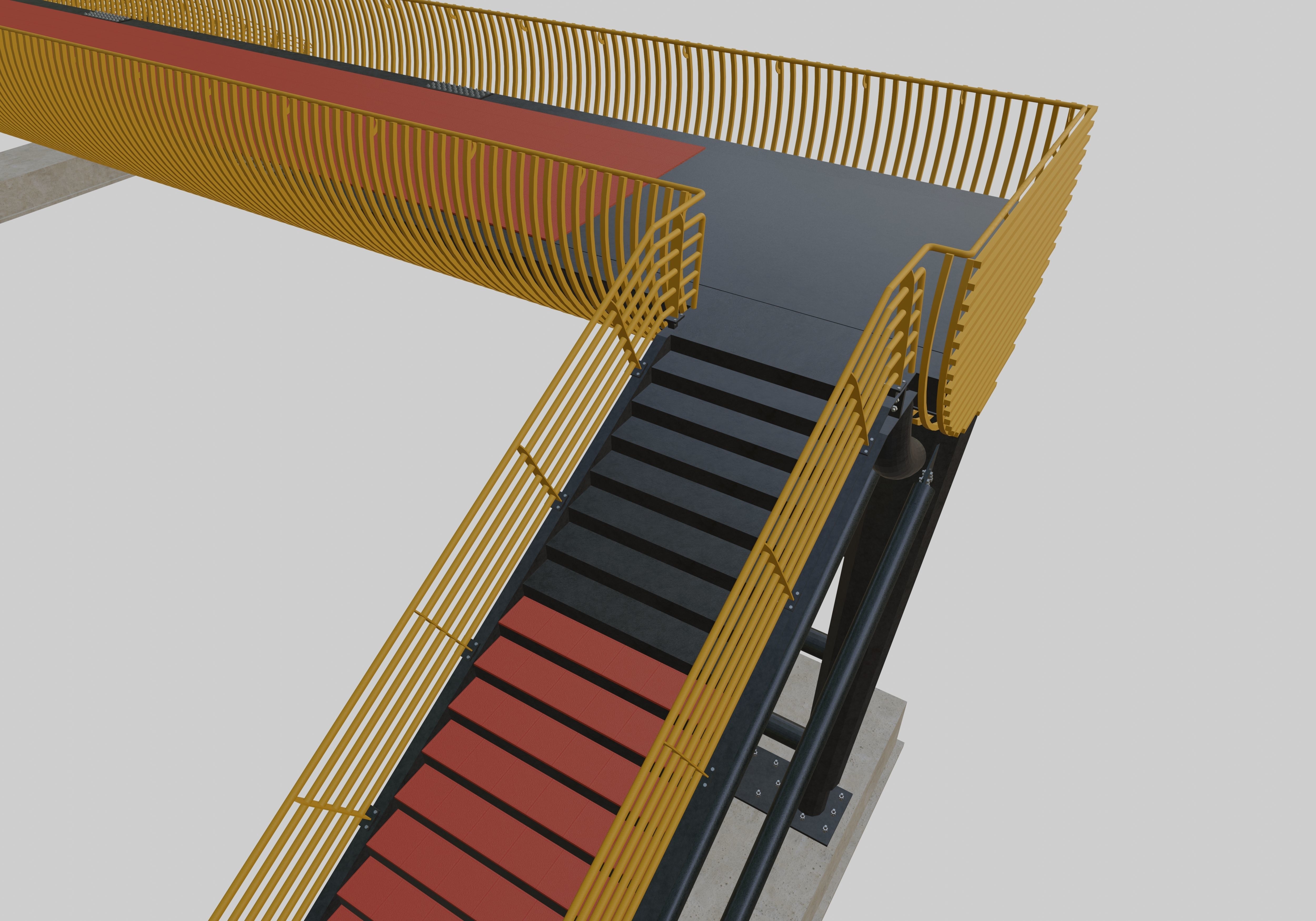 Steel Pedestrian Bridge-Oblique Cone Column Type-24 3D model_16