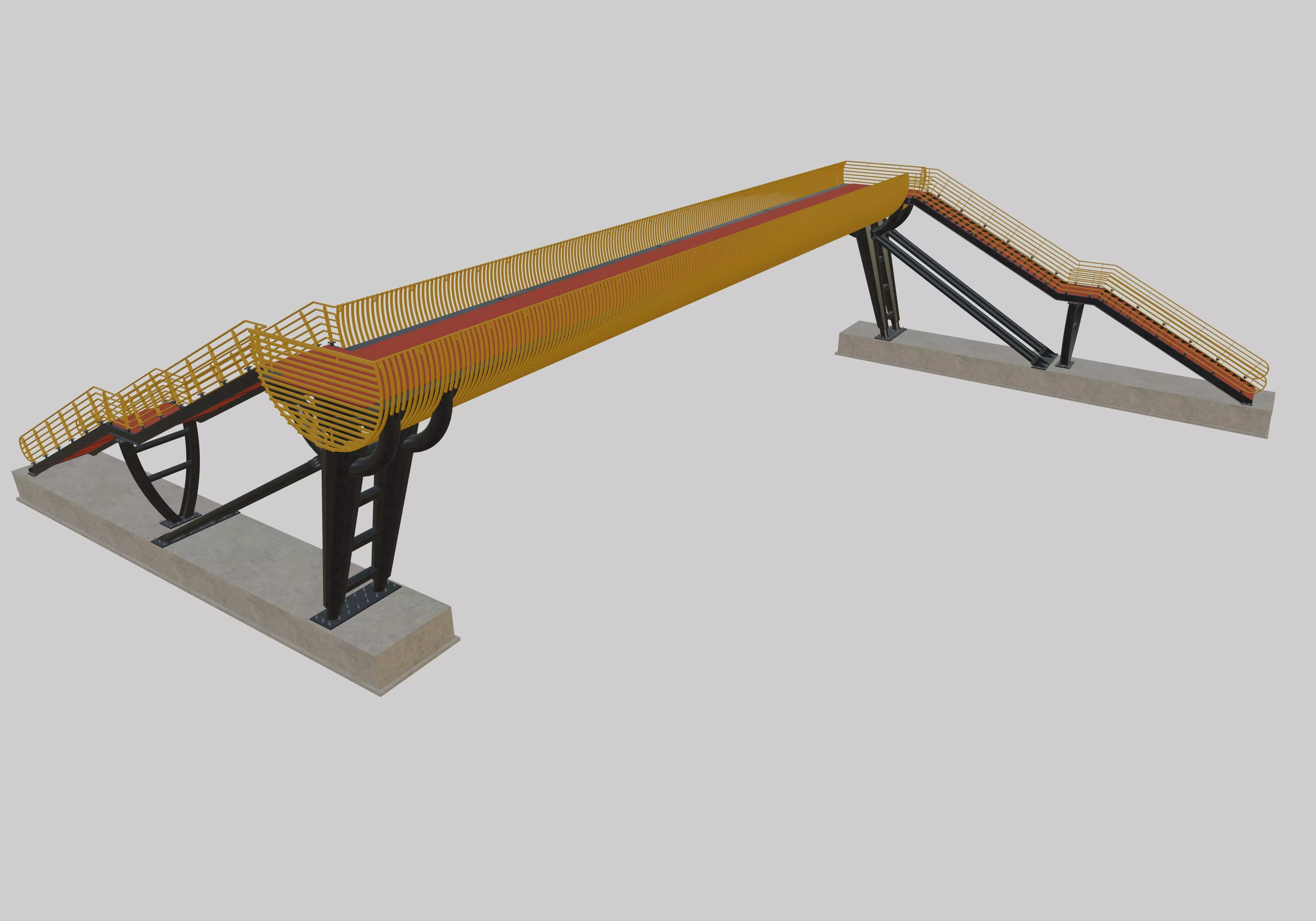 Steel Pedestrian Bridge-Oblique Cone Column Type-24 3D model_0