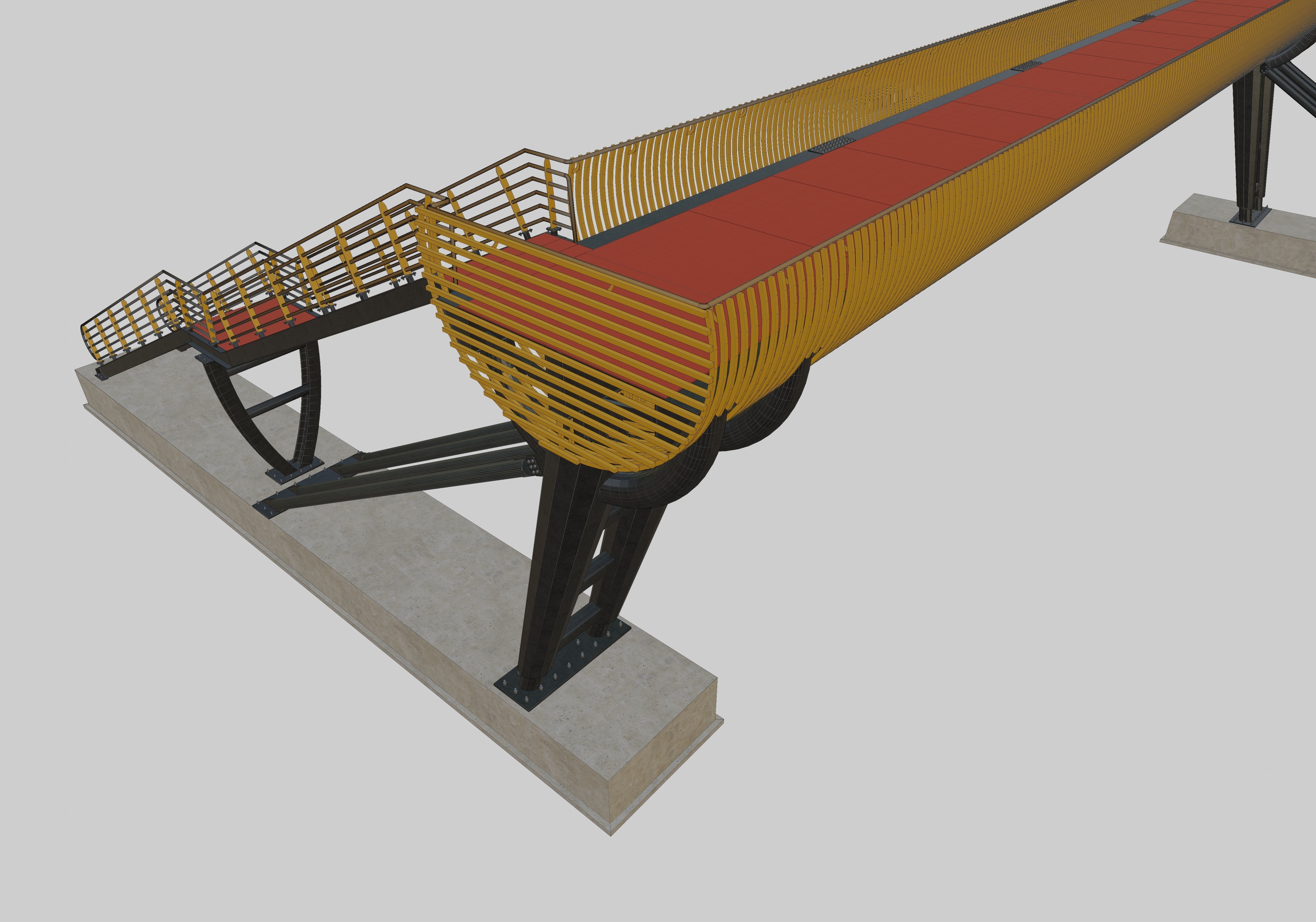 Steel Pedestrian Bridge-Oblique Cone Column Type-24 3D model_20