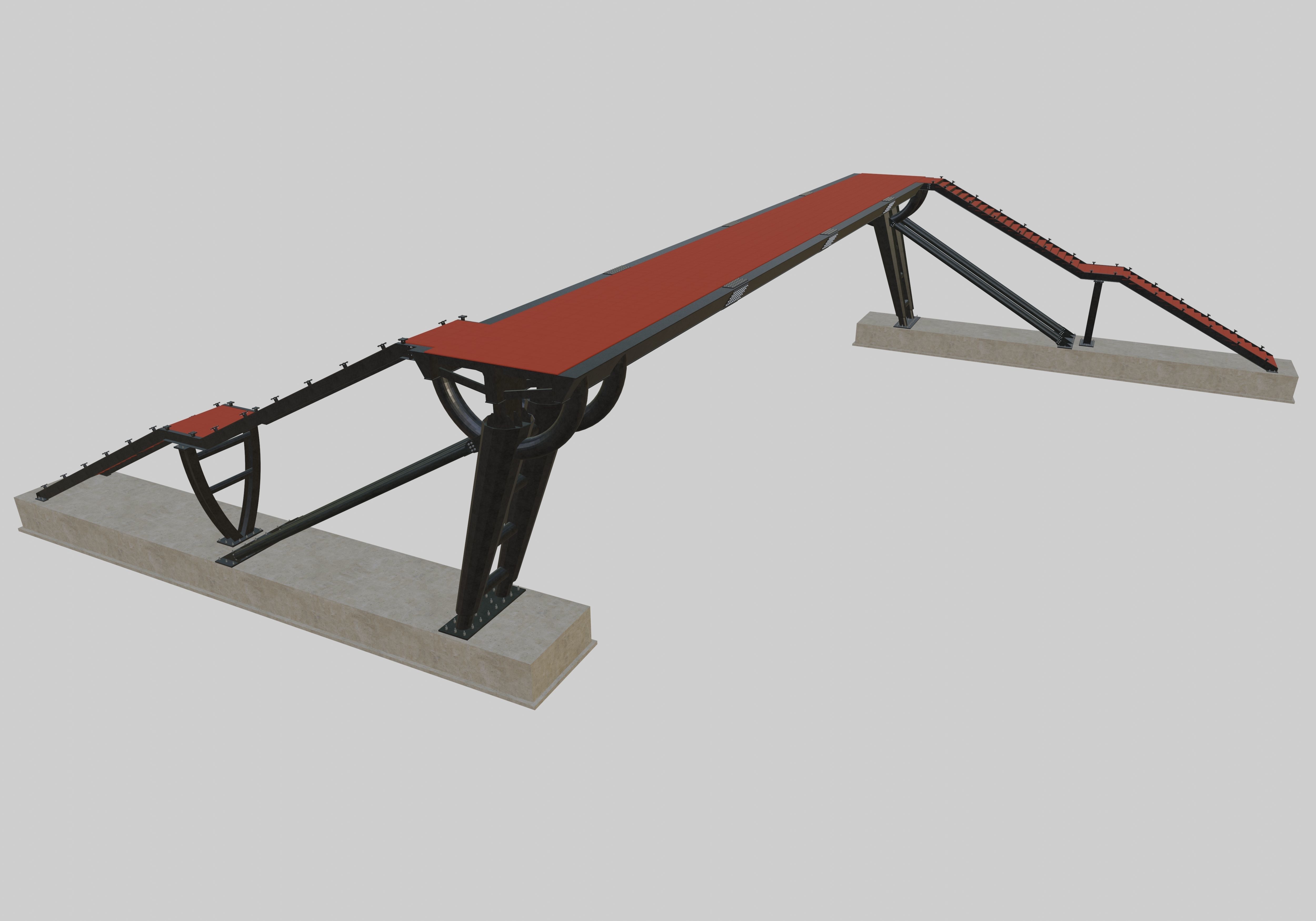 Steel Pedestrian Bridge-Oblique Cone Column Type-24 3D model_28