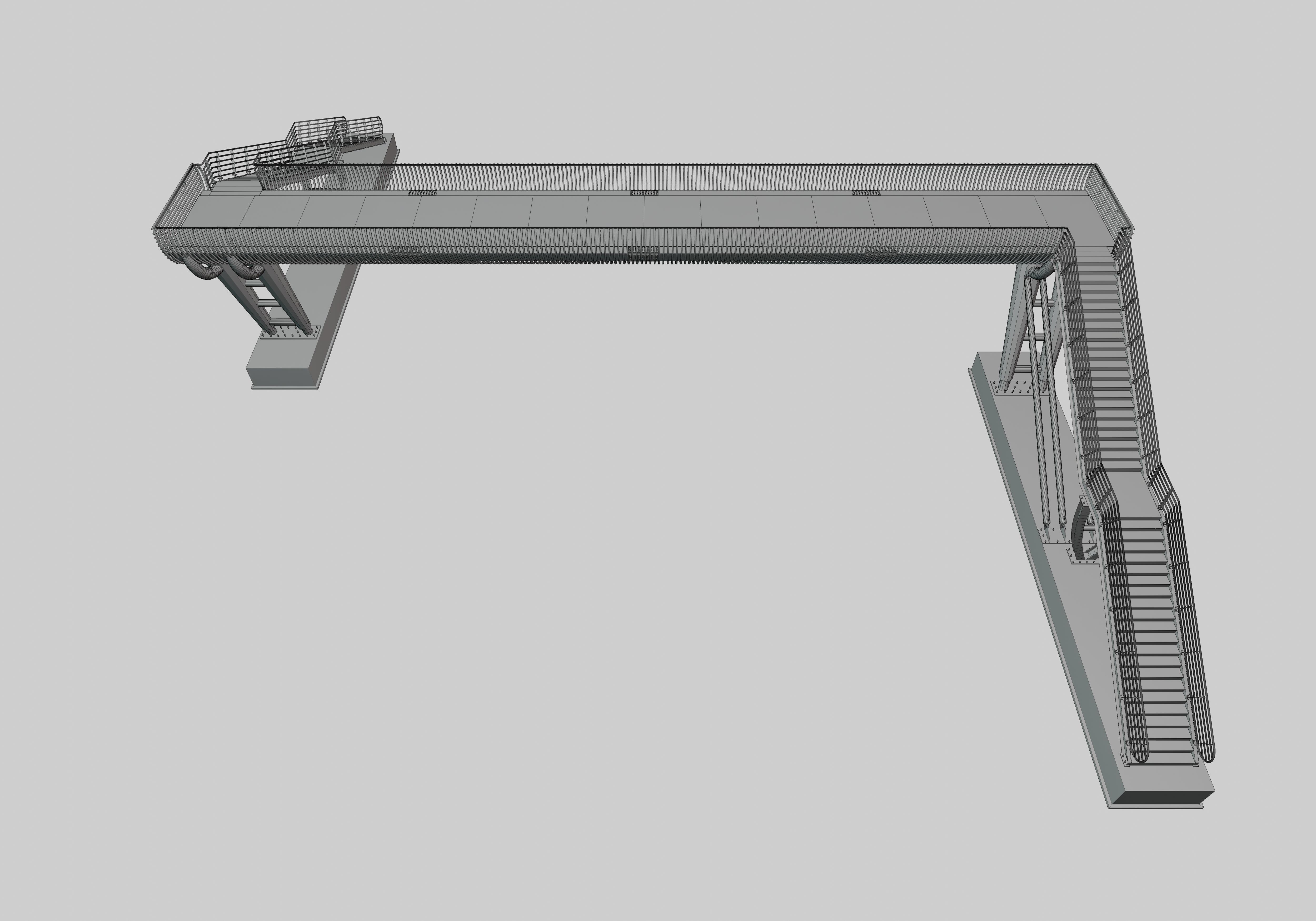 Steel Pedestrian Bridge-Oblique Cone Column Type-24 3D model_32