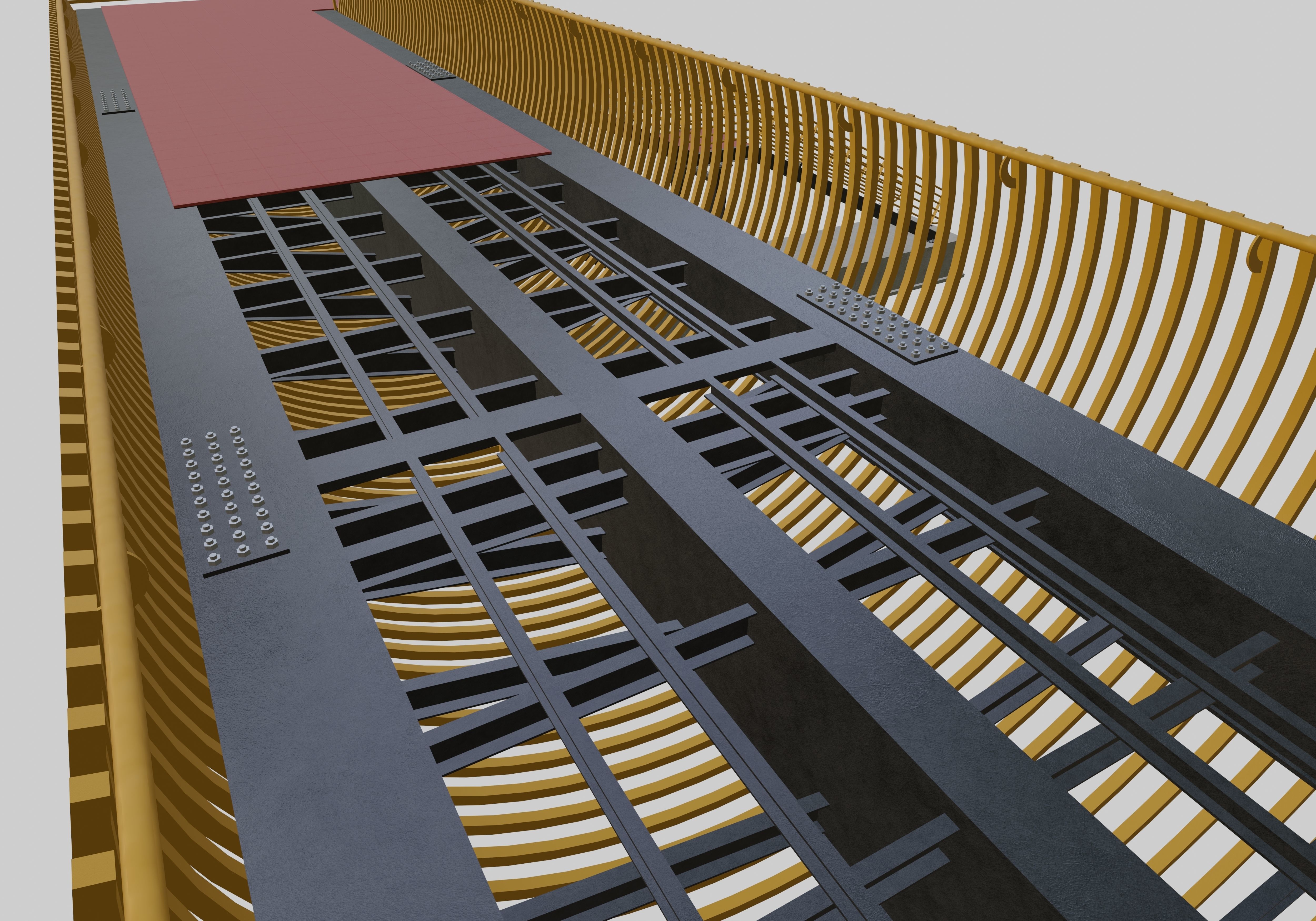 Steel Pedestrian Bridge-Oblique Cone Column Type-24 3D model_15