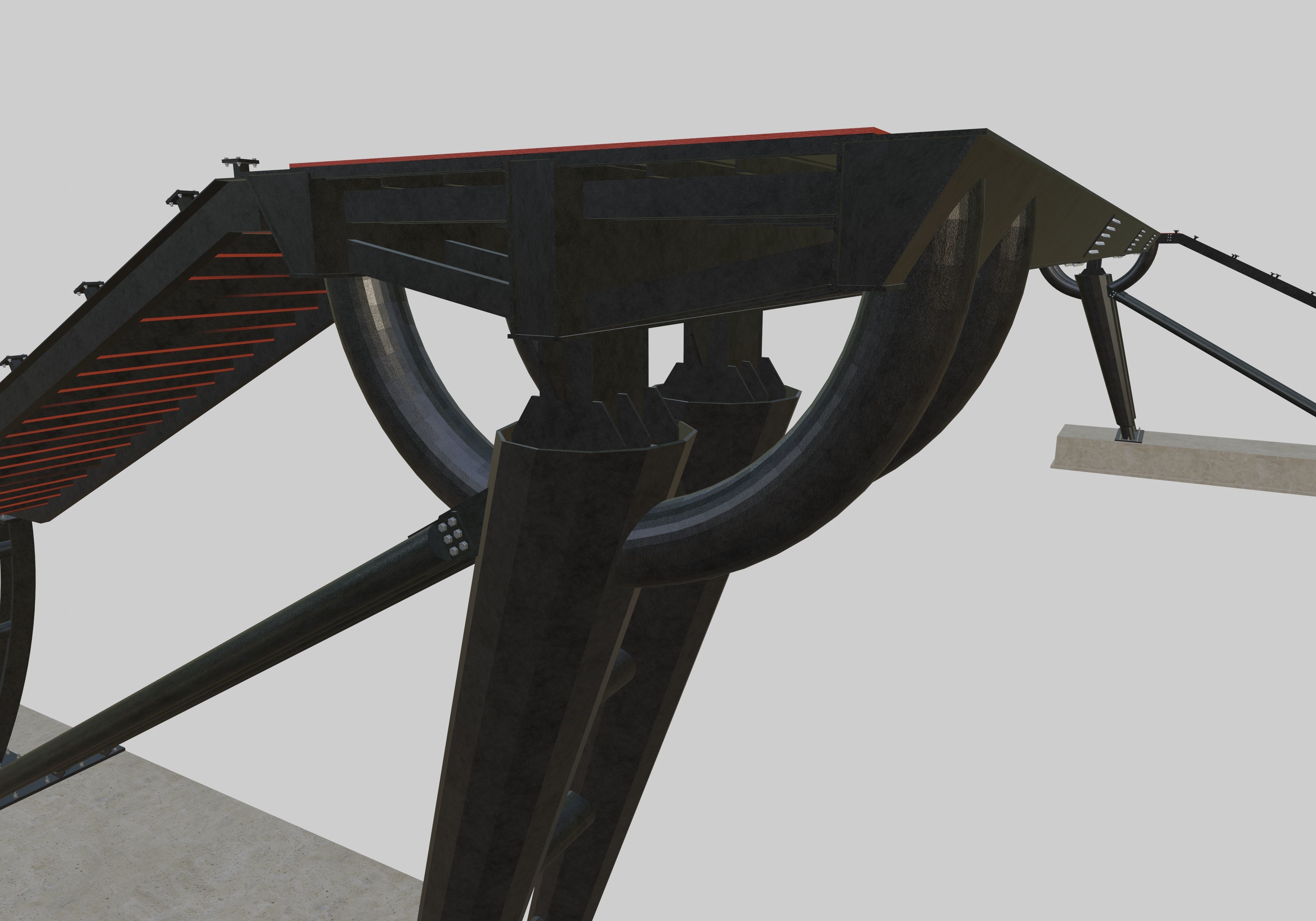 Steel Pedestrian Bridge-Oblique Cone Column Type-24 3D model_29