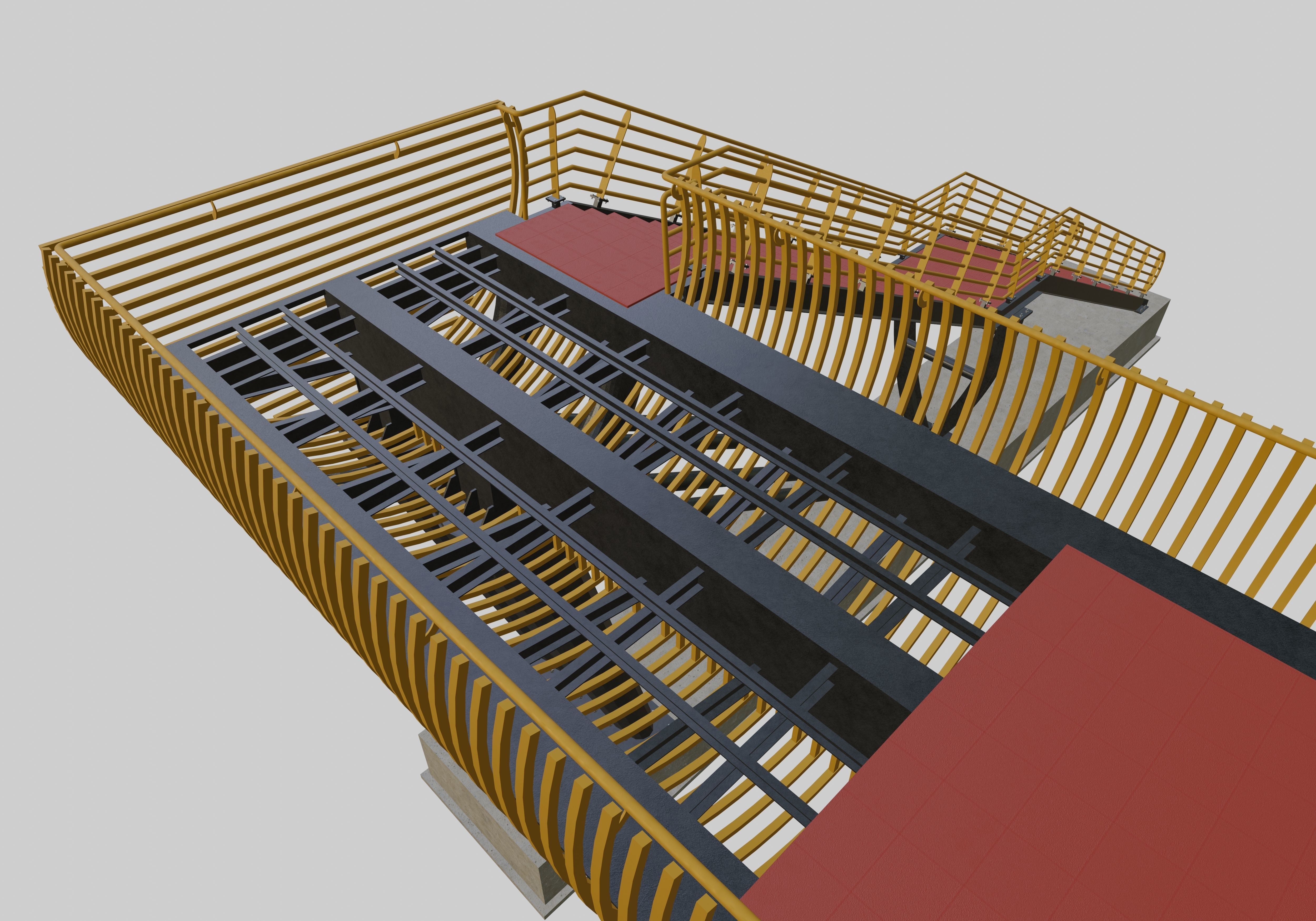 Steel Pedestrian Bridge-Oblique Cone Column Type-24 3D model_14