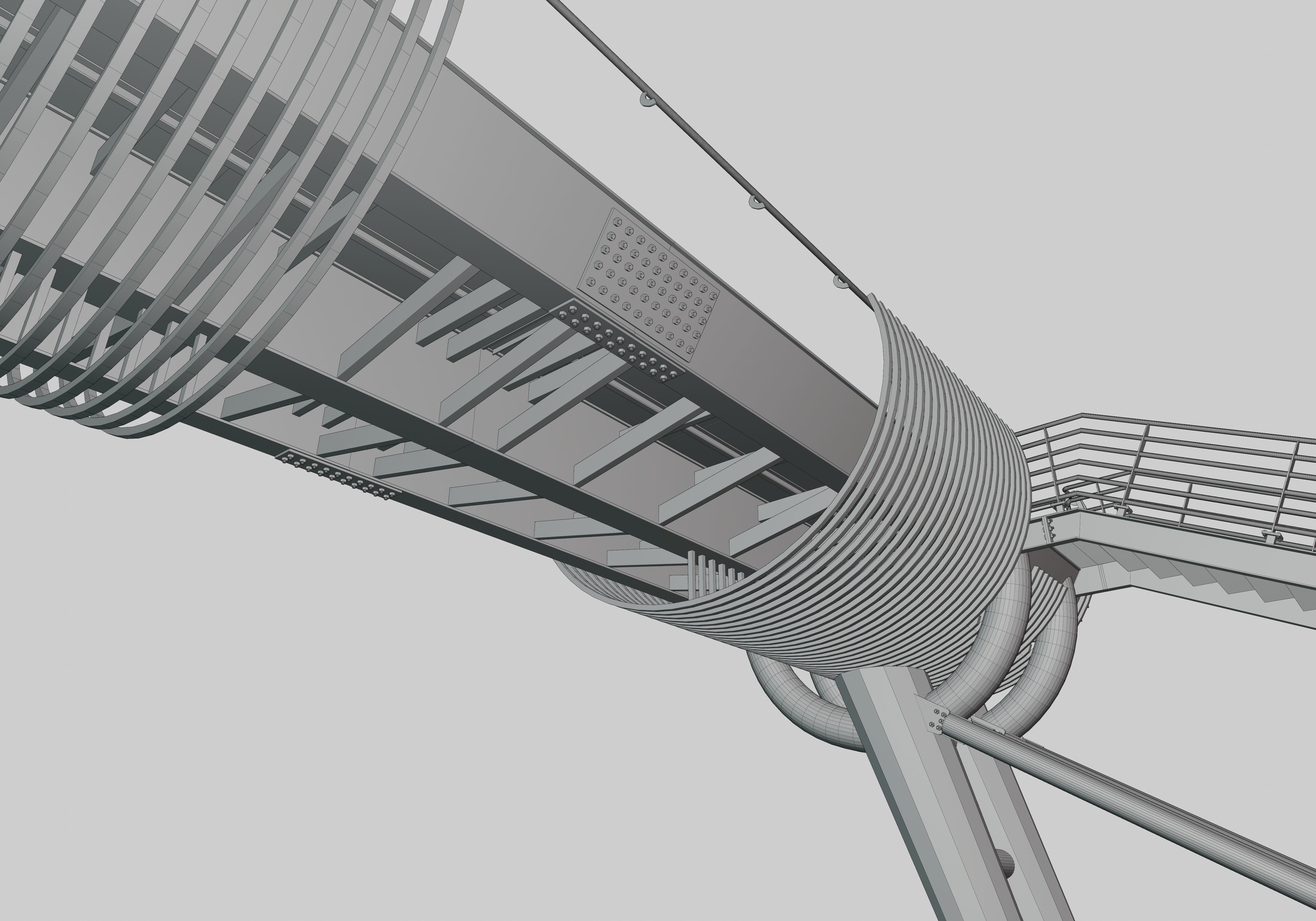 Steel Pedestrian Bridge-Oblique Cone Column Type-24 3D model_35