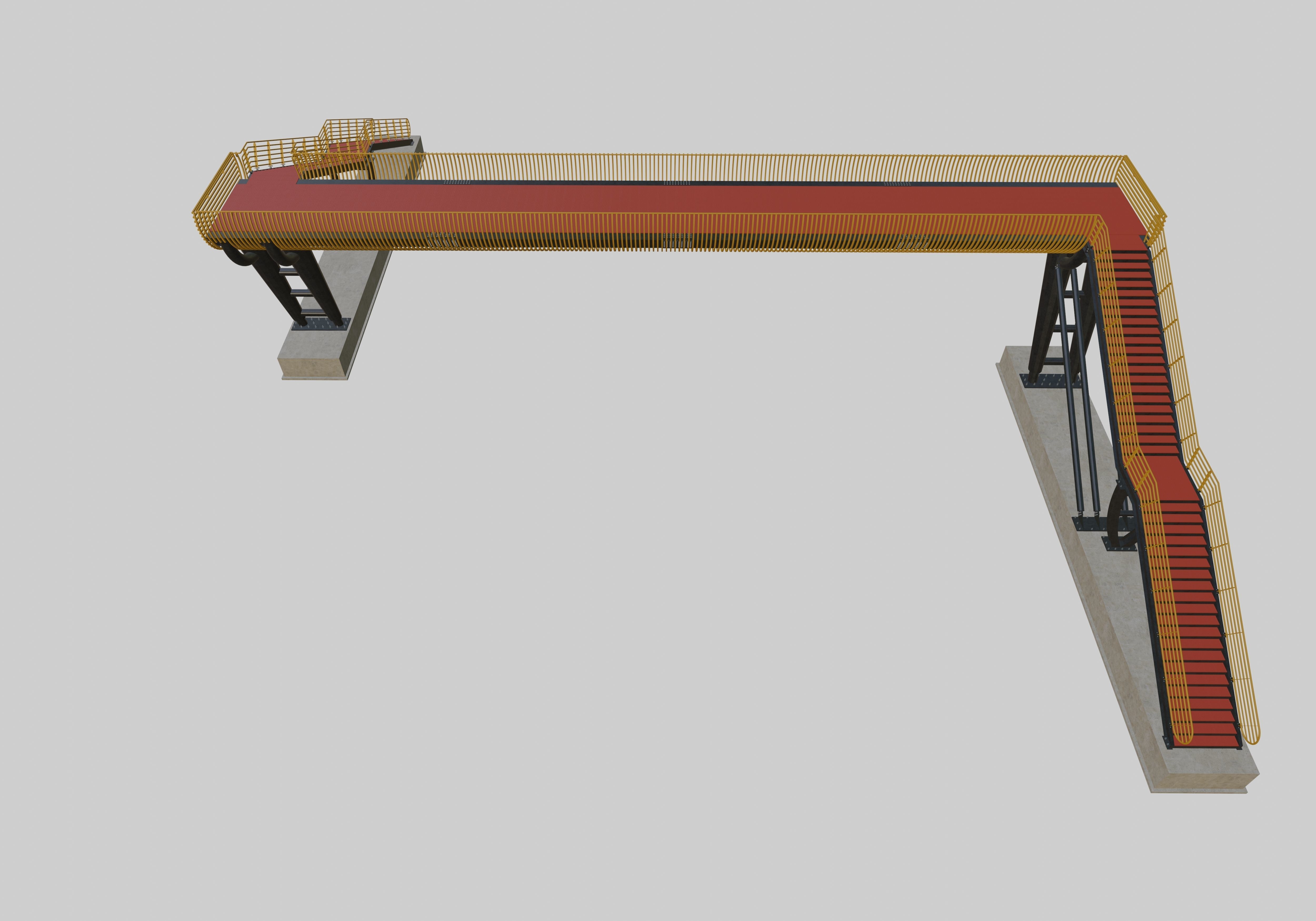 Steel Pedestrian Bridge-Oblique Cone Column Type-24 3D model_6