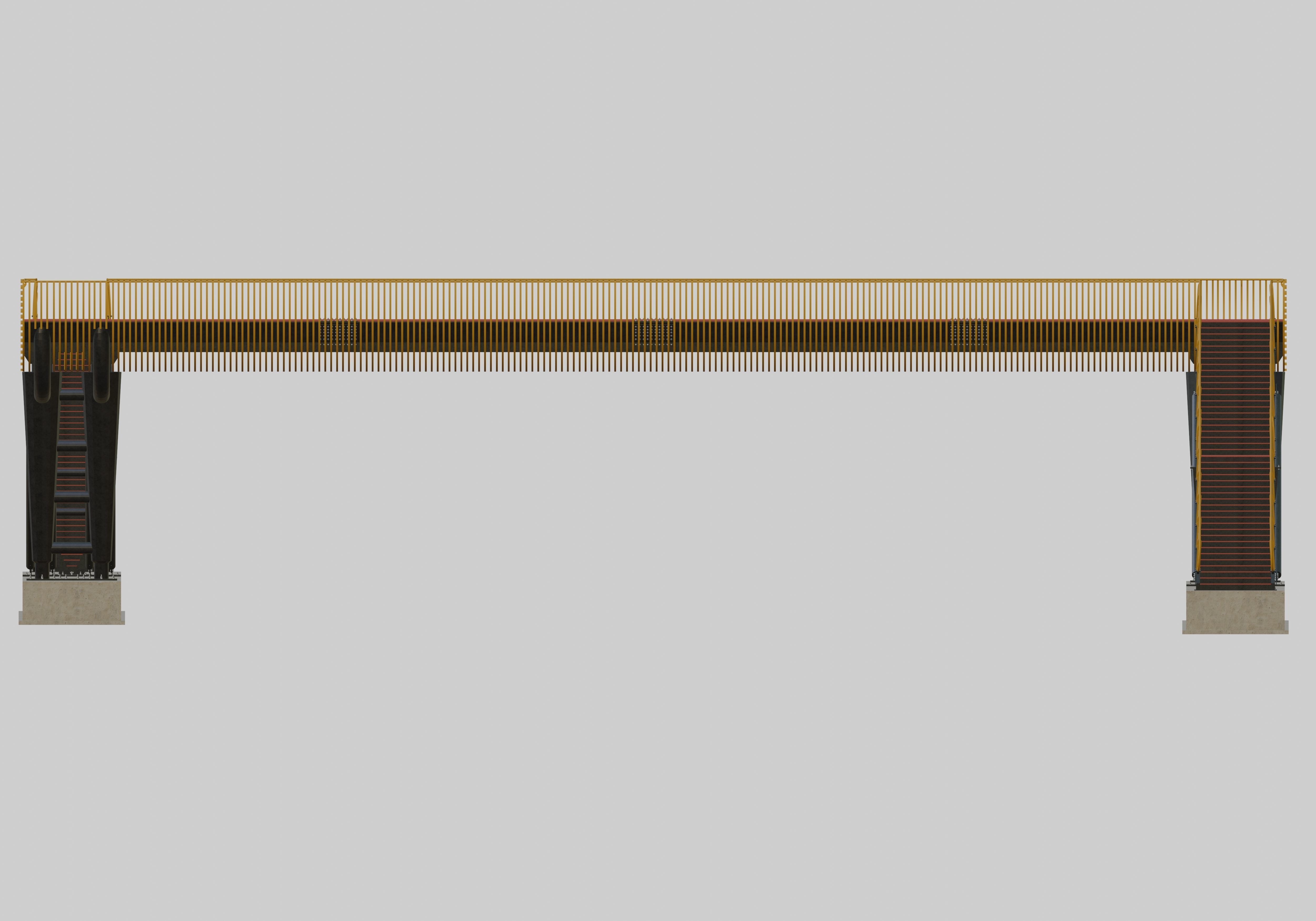 Steel Pedestrian Bridge-Oblique Cone Column Type-24 3D model_27