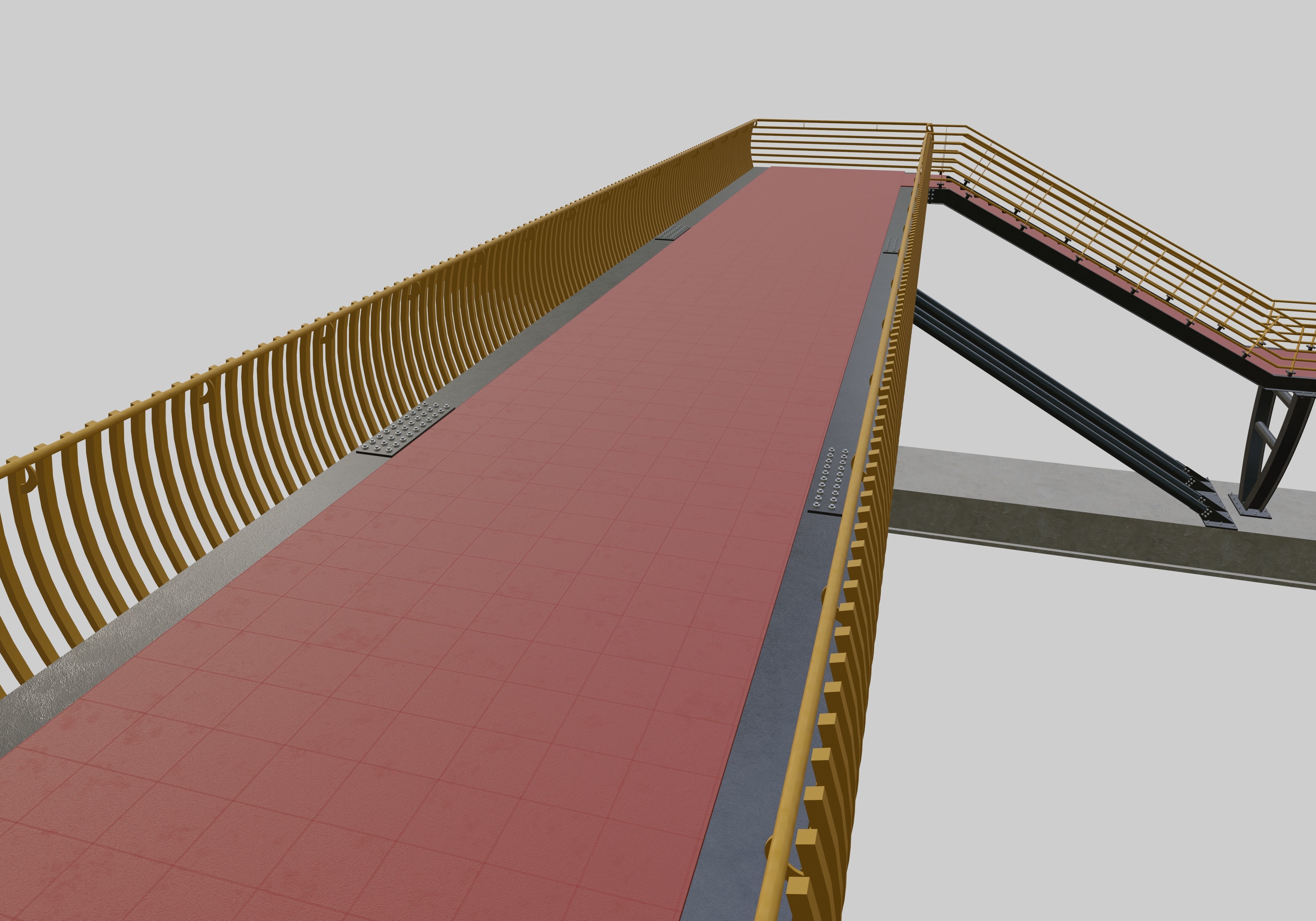 Steel Pedestrian Bridge-Oblique Cone Column Type-24 3D model_5