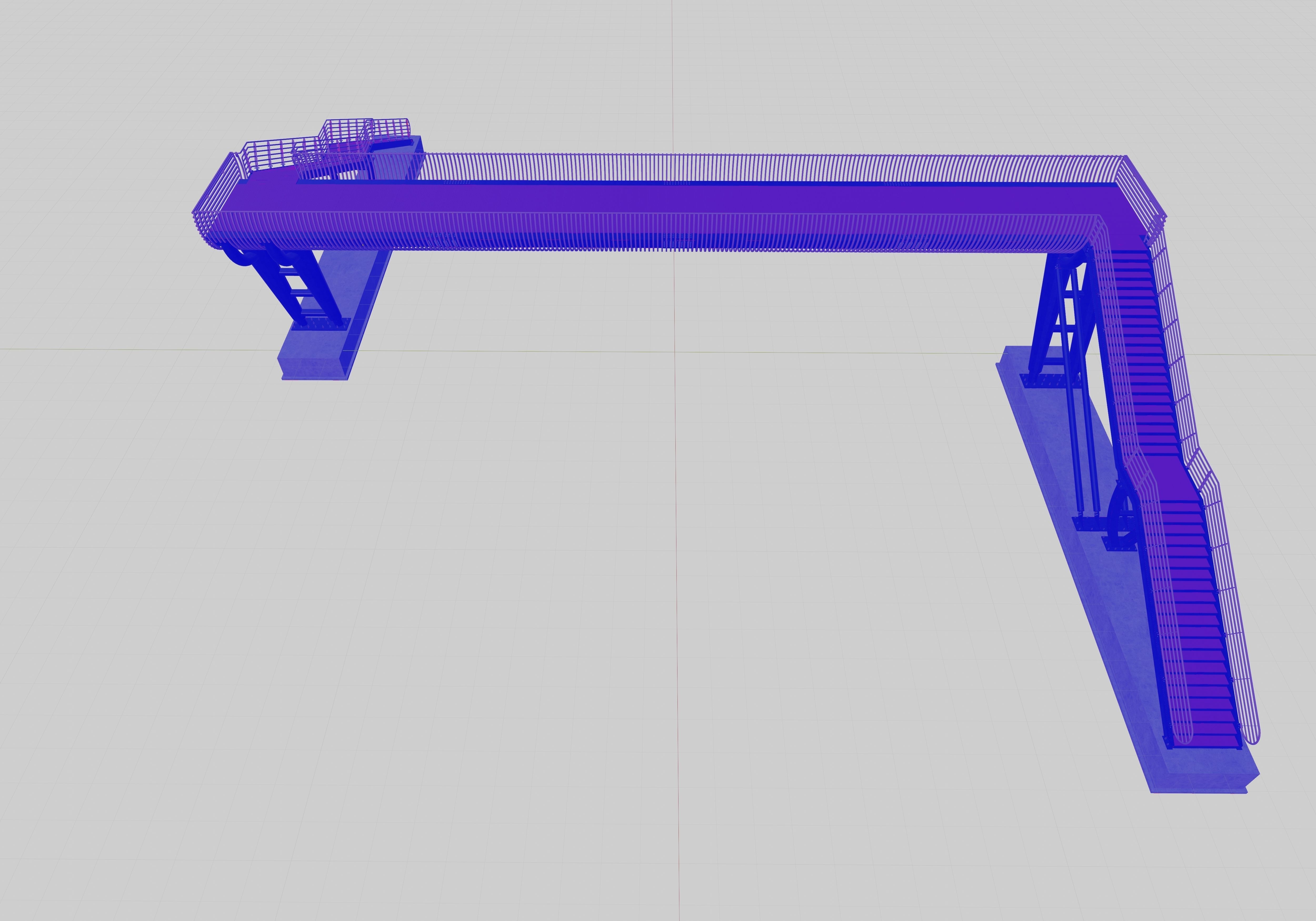 Steel Pedestrian Bridge-Oblique Cone Column Type-24 3D model_7
