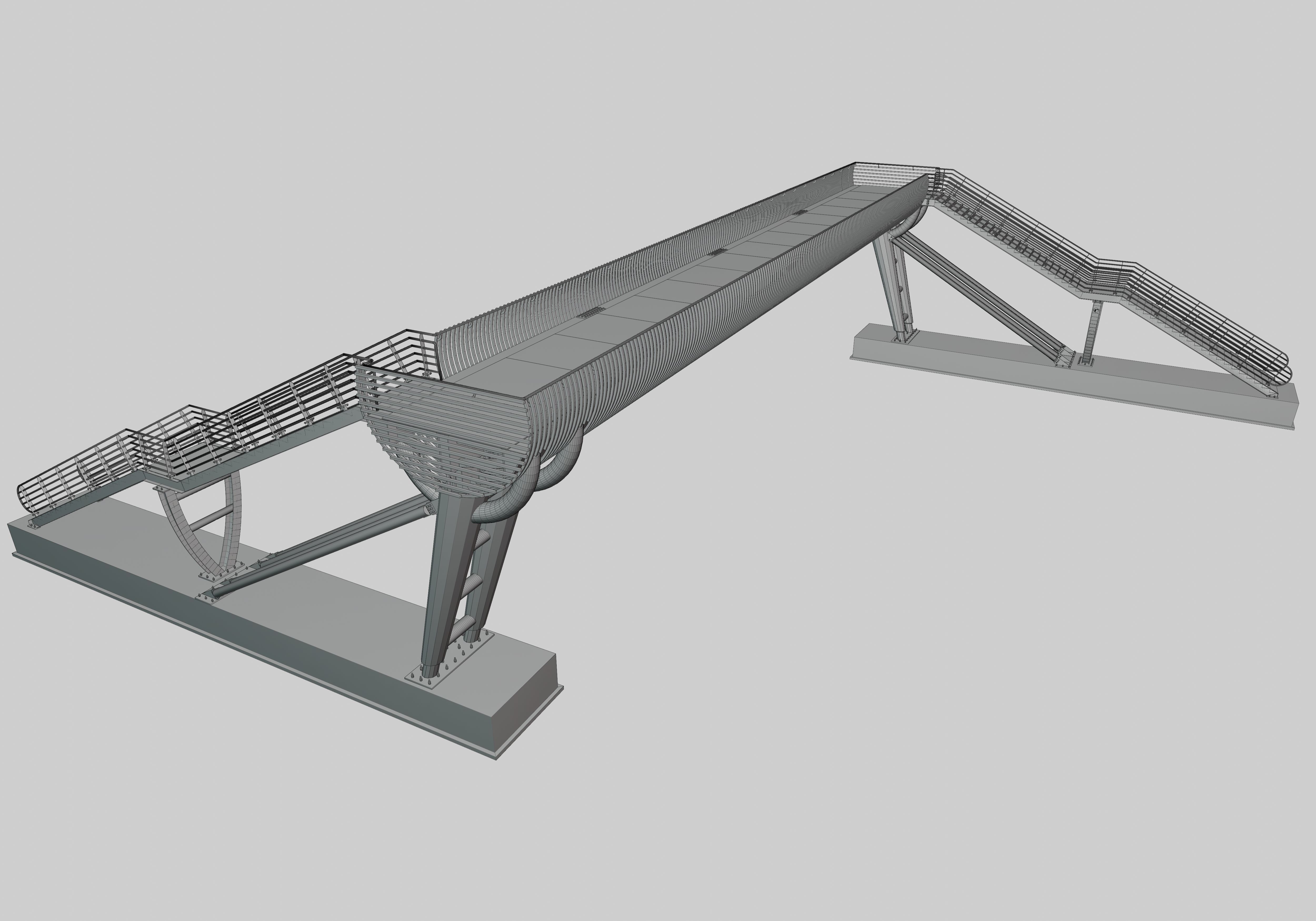 Steel Pedestrian Bridge-Oblique Cone Column Type-24 3D model_31