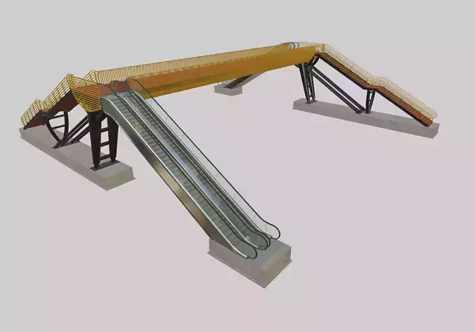 Steel Pedestrian Bridge-Escalator-Oblique Cone Column Type-26