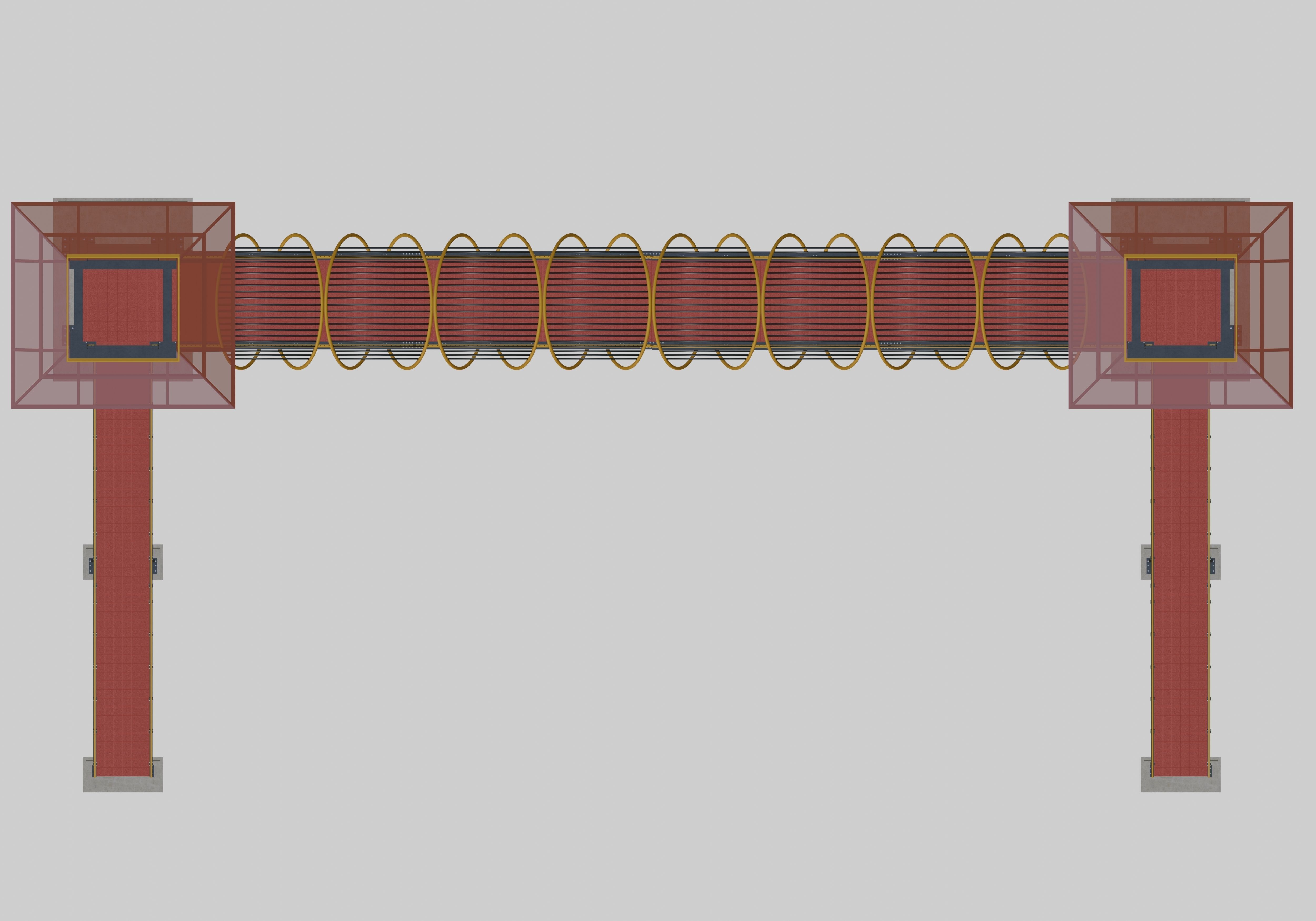 Steel Pedestrian Bridge-Straight Stair-Tower Column Type-27 3D model_24